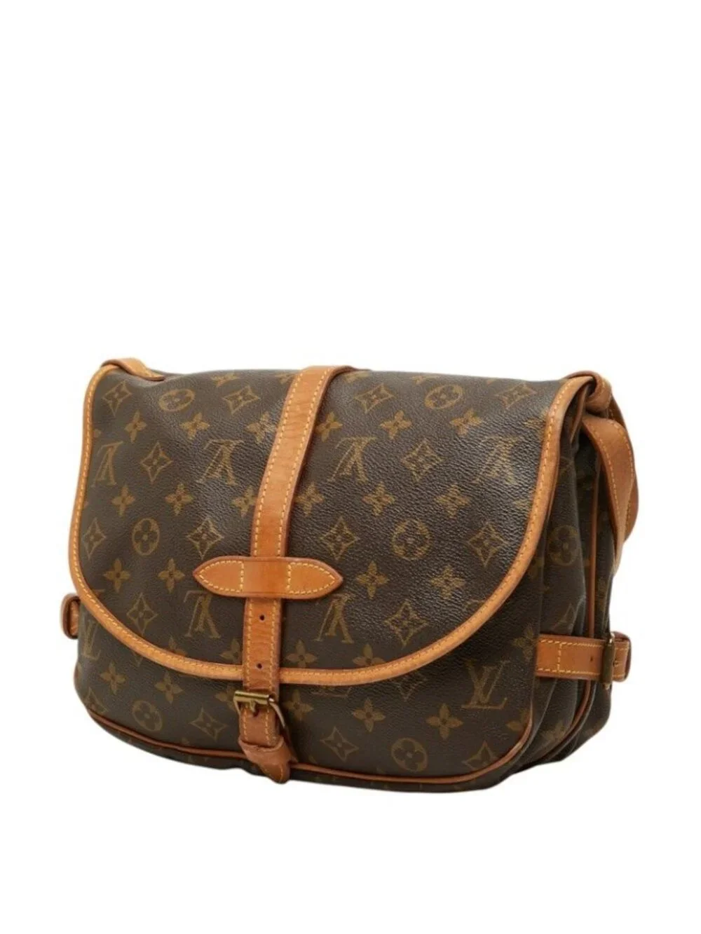 Louis Vuitton Monogram Saumur 30 Crossbody Shoulder Bag Brown Leather